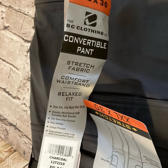 NWT B.C clothing men’s gray convertible pants/shorts cargo XXL/30 - Picture 14 of 14